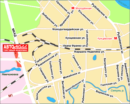 Схема проезда к торговому комплексу "АВТОМОЛЛ"